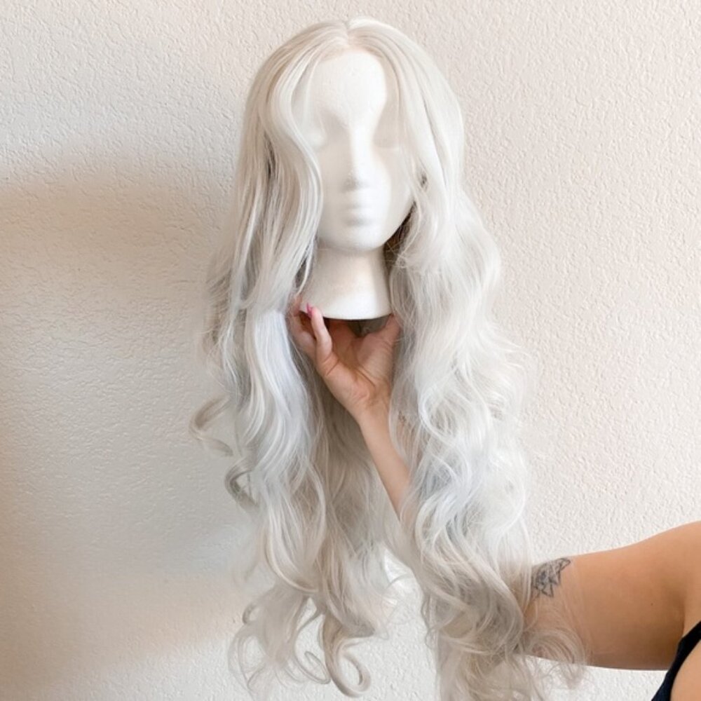 Grey Wavy Lace Front Cosplay Costume Wig